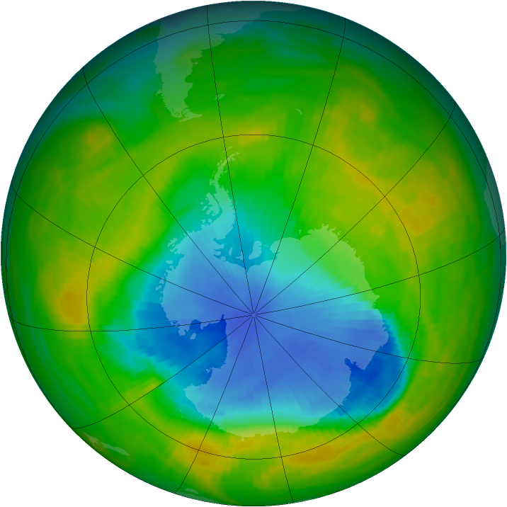 Antarctic ozone map for 23 November 1989